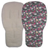 Seat Liner to fit Bugaboo Pushchairs Navy Vintage Roses / Lambs Fleece